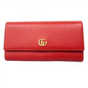 Gucci GG Marmont Long Wallet 456116 Leather Red Women's